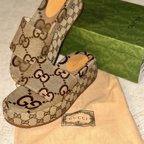 BNWB Canvas Women's platform slide sandal - Picture 4 of 11